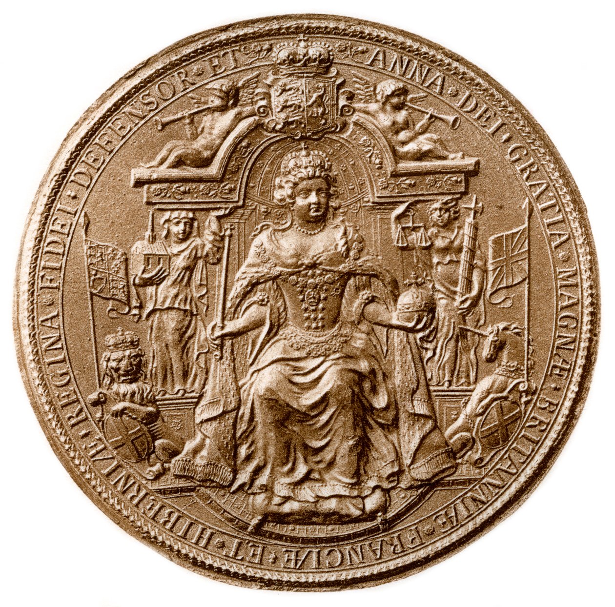 Troisième Grand Sceau de la Reine Anne, avers, 1702-1714 - Unbekannt