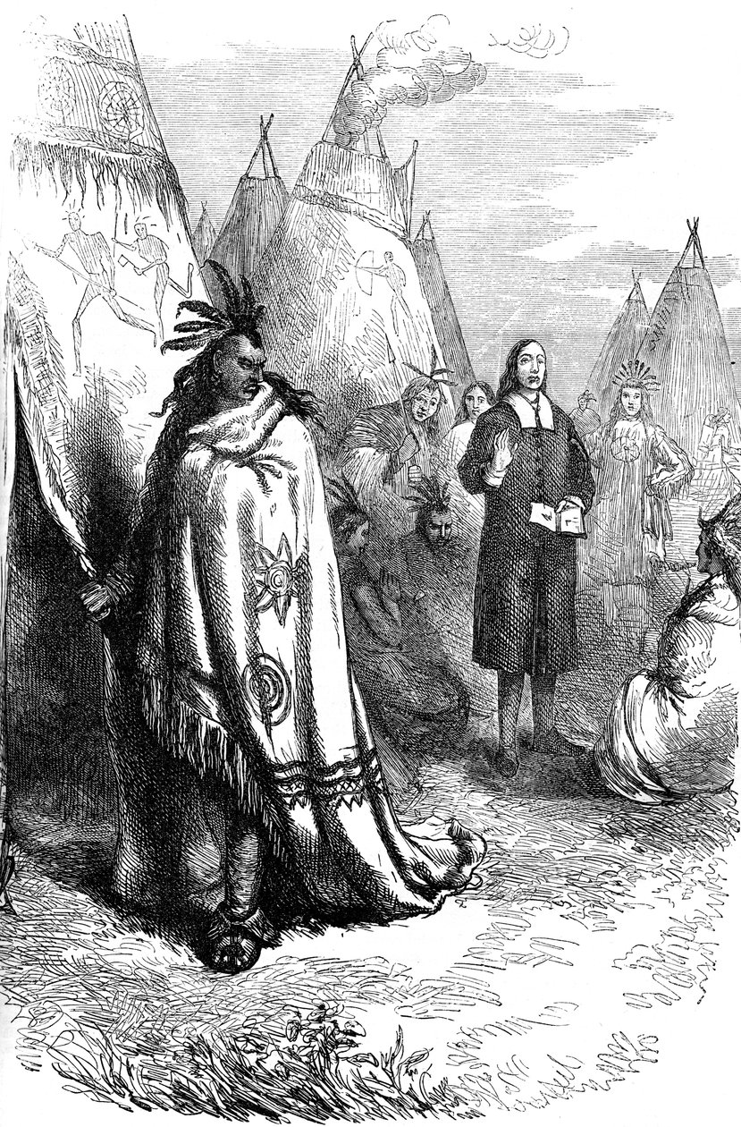 Thomas Mayhew et le sachem Narragansett, 17e siècle vers 1880 - Unbekannt