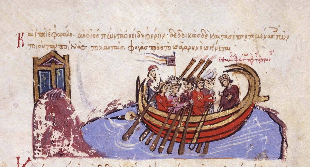 Thomas le Slave fuit vers les Arabes, miniature du Skylitzes de Madrid, XIe-XIIe siècle - Unbekannt