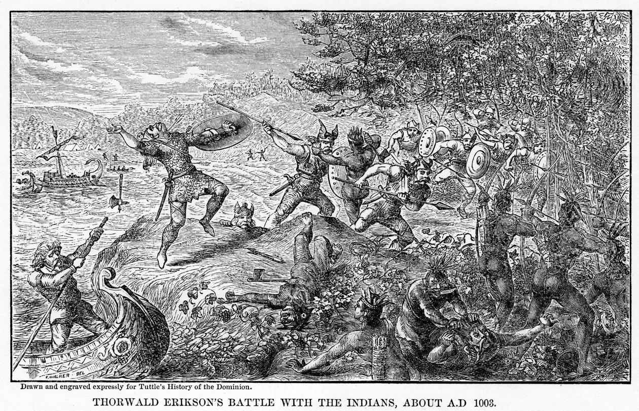 Bataille de Thorwald Erikson avec les Indiens, vers 1003 après J.-C., 1877 - Unbekannt