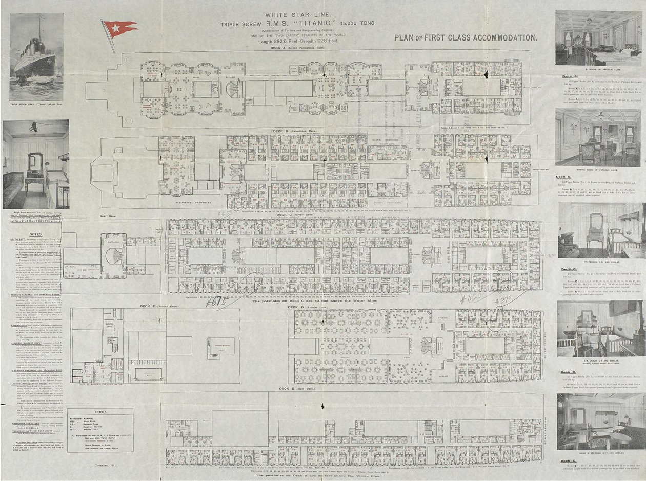 Plan du pont de première classe du Titanic, 1911 - Unbekannt