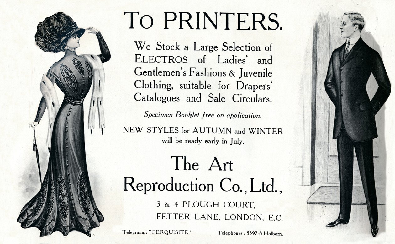 Aux imprimeurs - Publicité de The Art Reproduction Co., Ltd, 1909 - Unbekannt