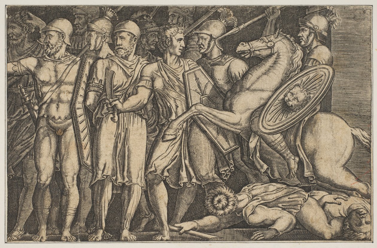 Trajan combattant les Daces, Trajan à cheval à droite se dirigeant vers un groupe - Unbekannt