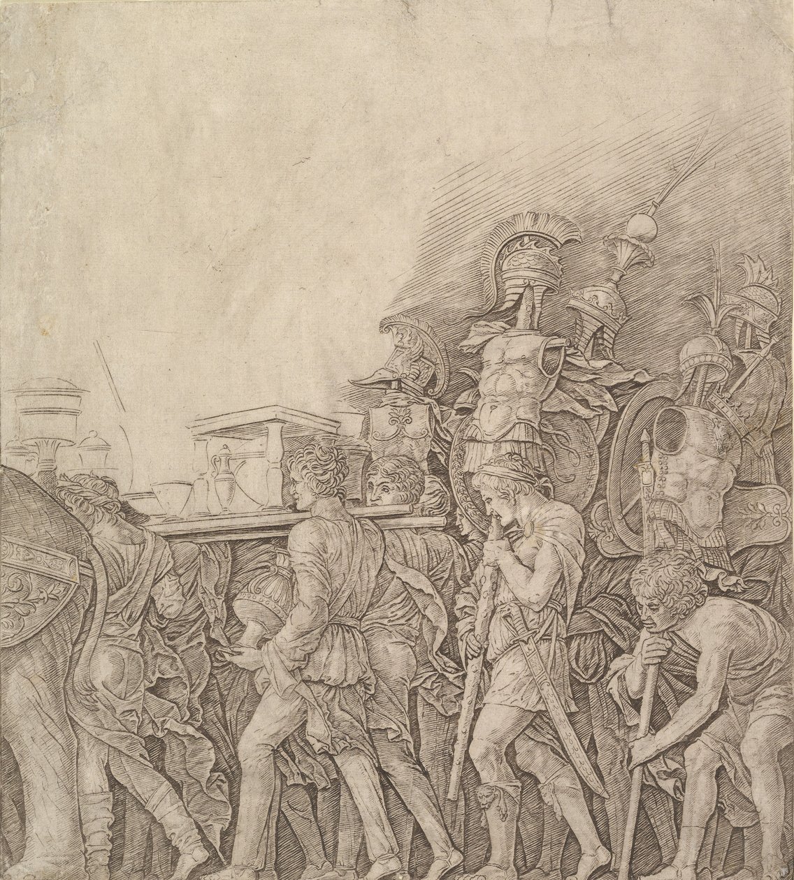 Triomphe de César : Soldats portant des Trophées, vers 1490 - Unbekannt