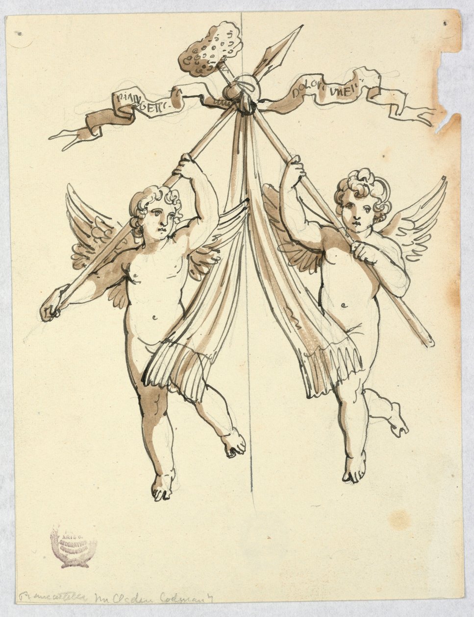 Deux anges avec lance et éponge sacrée - Unbekannt