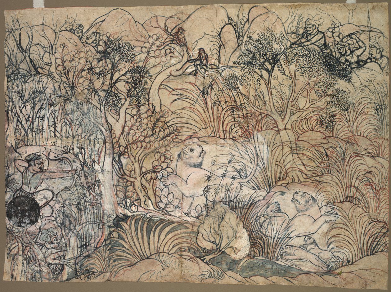 Umed Singh de Kota chassant des lions, vers 1785-1790 - Unbekannt