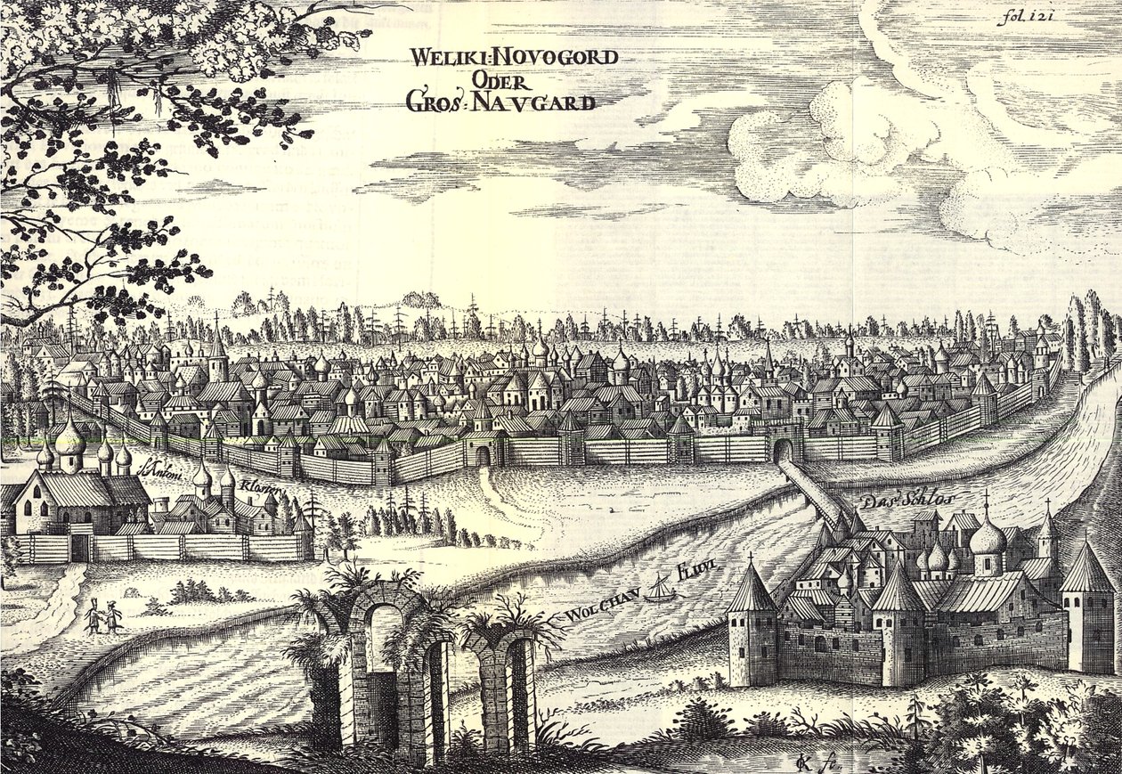 Velikiy Novgorod Illustration des Voyages au Grand-Duc de Moscovie et au Roi de Perse par Adam Olearius, 1656 - Unbekannt