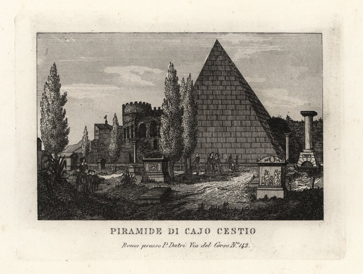 Vue de la Pyramide de Cestius, Rome - Unbekannt