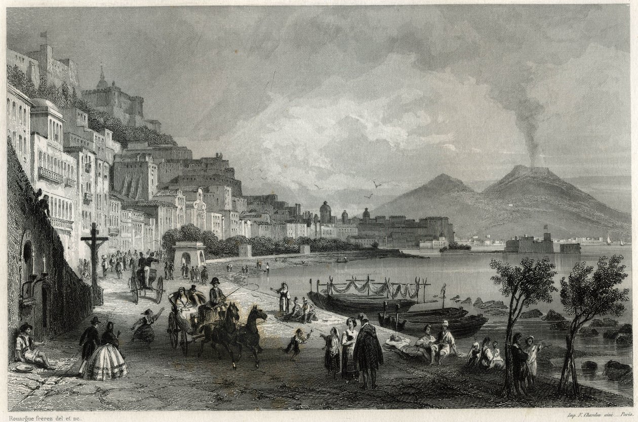 Vue du port et de la ville de Naples au XIXe siècle, dans le livre sur la Méditerranée par Louis Enault, journaliste et voyageur français - Unbekannt