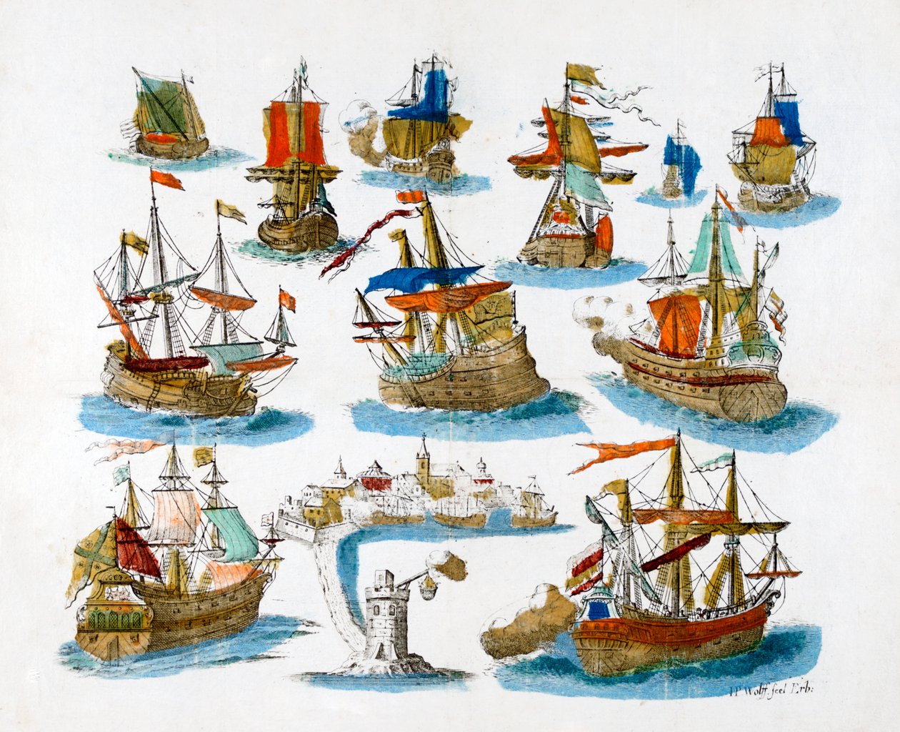 Navires de guerre, 18ème siècle - Unbekannt