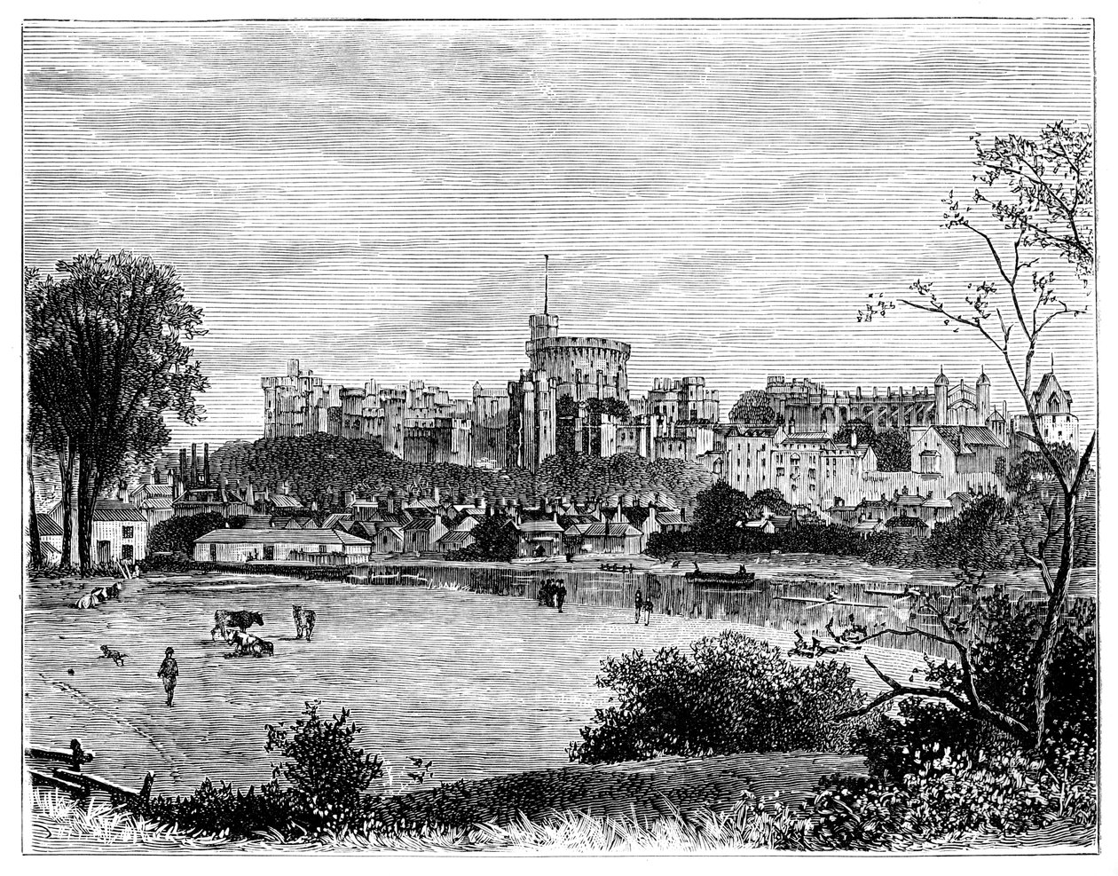 Château de Windsor depuis Brocas Meadows, vers 1888 - Unbekannt