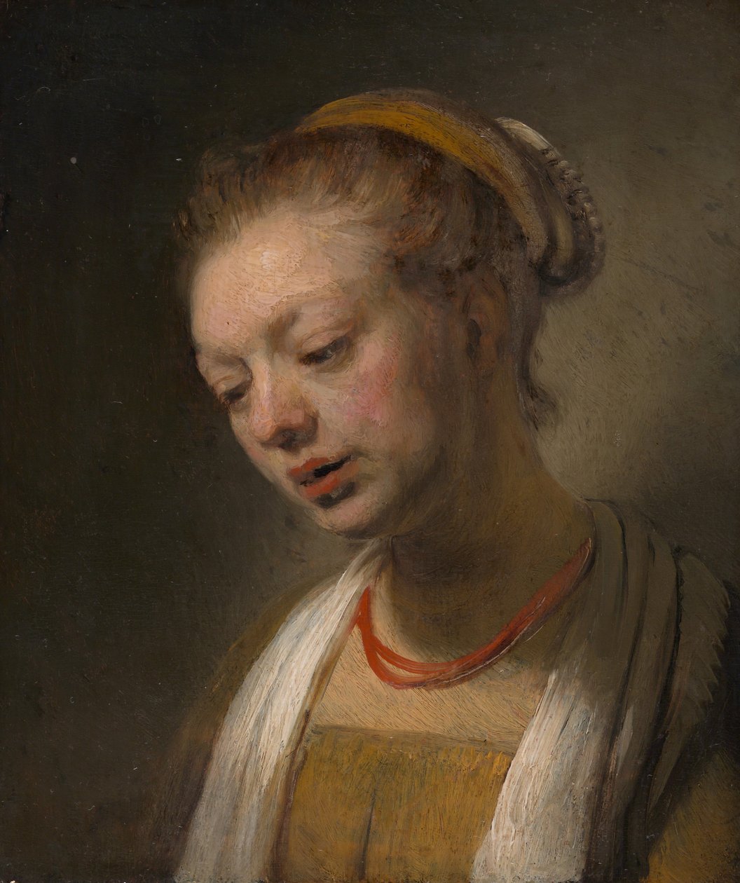 Jeune femme avec un collier rouge, vers 1645 - Unbekannt