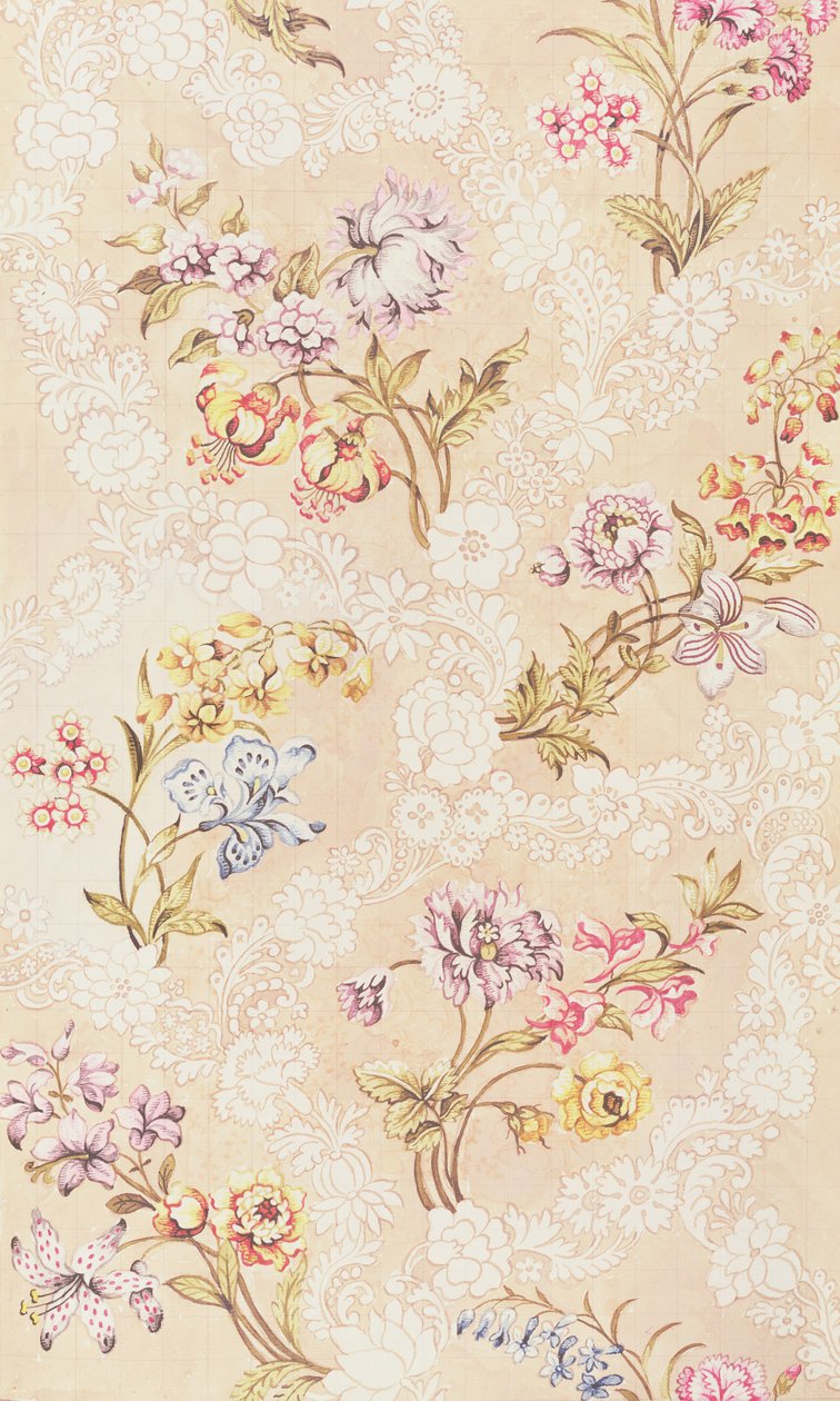 Design floral avec pivoines, lys et roses pour soie de Spitalfields, par Anna Maria Garthwaite, 1744 - Unbekannt Unbekannt