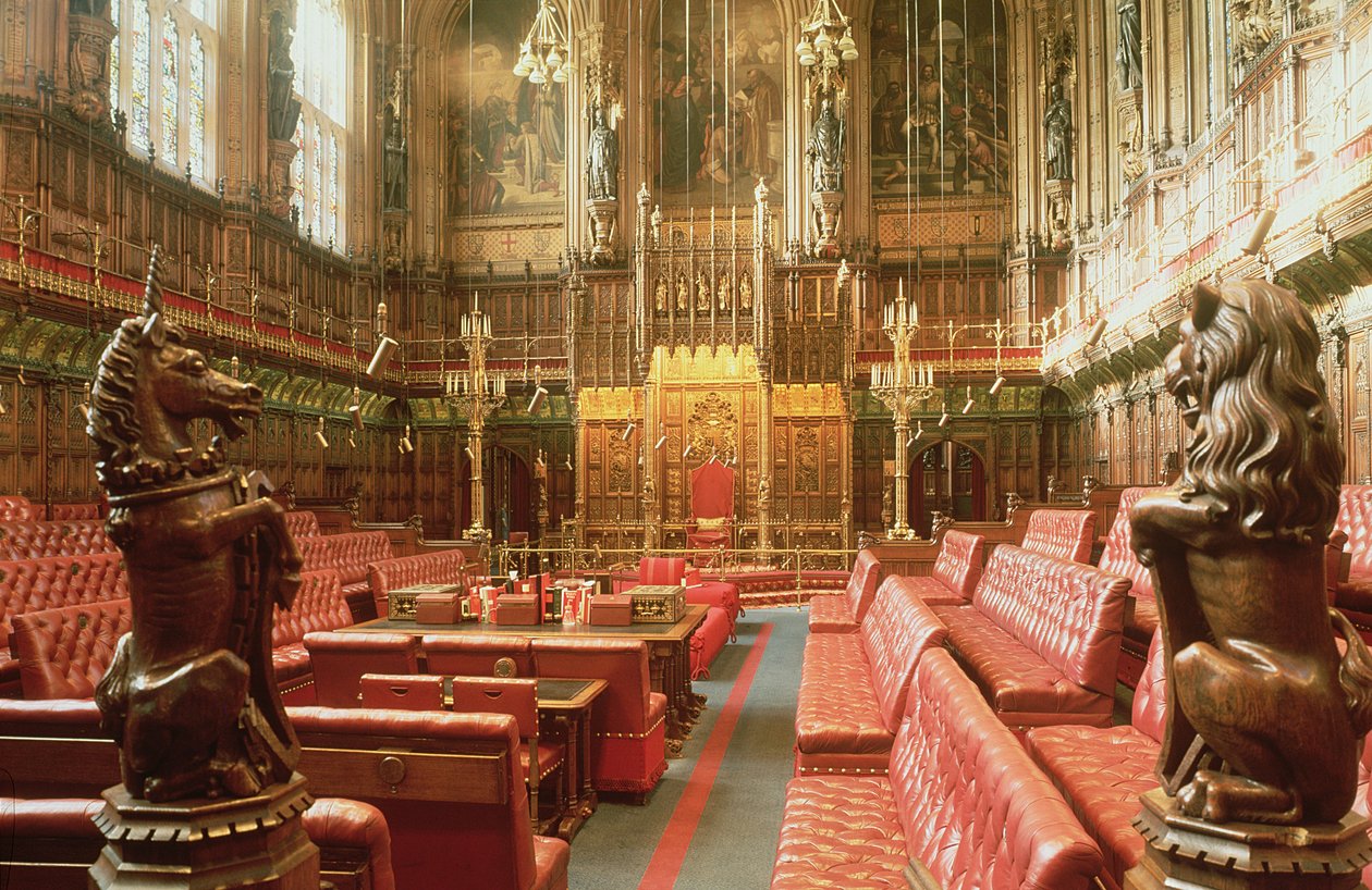 Palais de Westminster, Intérieur de la Chambre des Lords vers 1844, Augustus Welby Pugin (1812-52) - Unbekannt Unbekannt