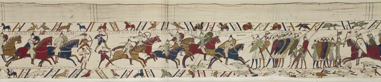 La cavalerie normande attaque le mur de boucliers anglais et la bataille commence, Tapisserie de Bayeux - Unbekannt Unbekannt