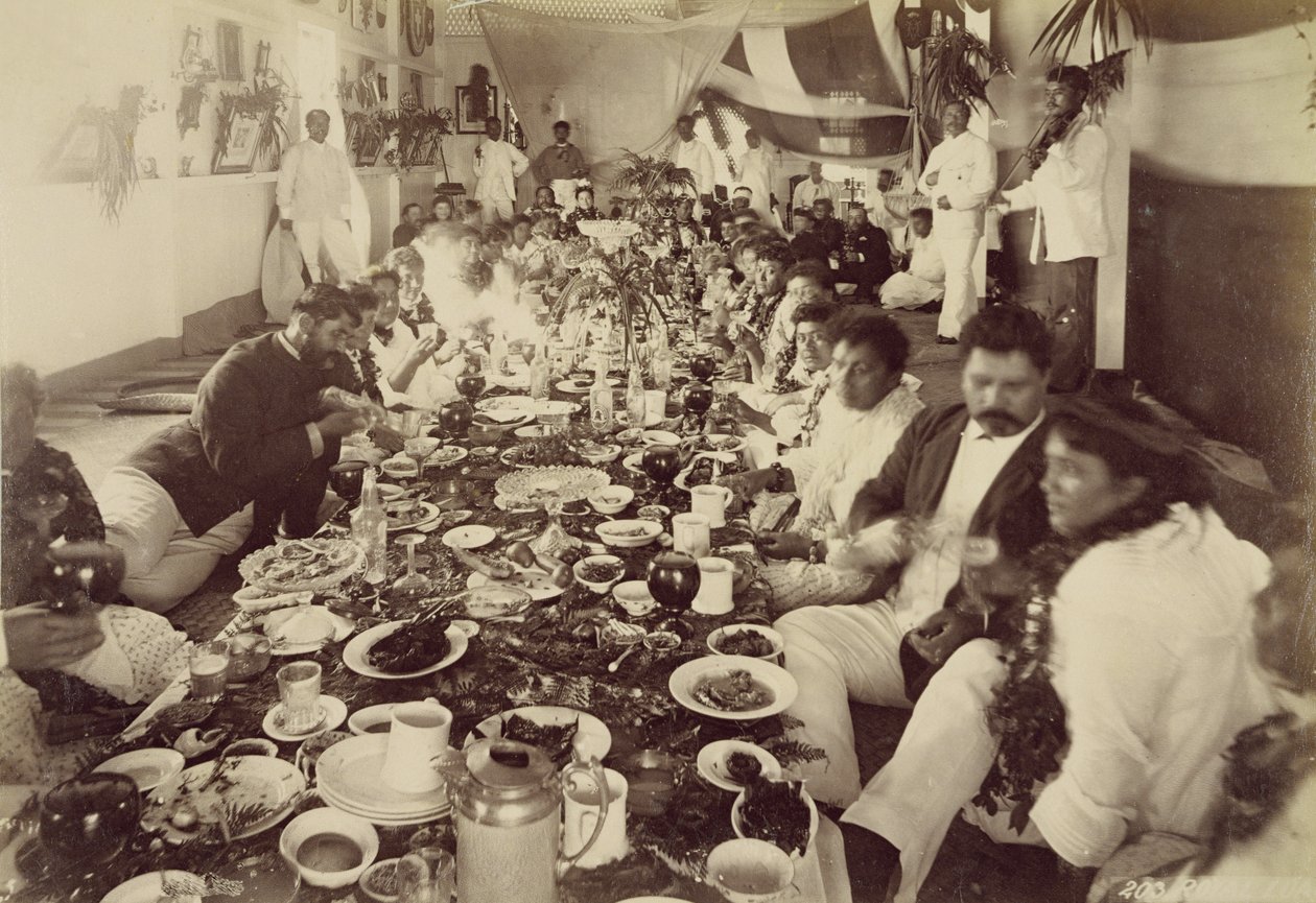 Banquet royal à la maison de bateau du roi Kalakana, vers 1875 - Unbekannt Unbekannt