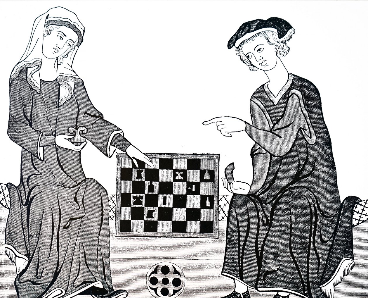 Un homme et une femme jouant aux échecs - Unbekannt