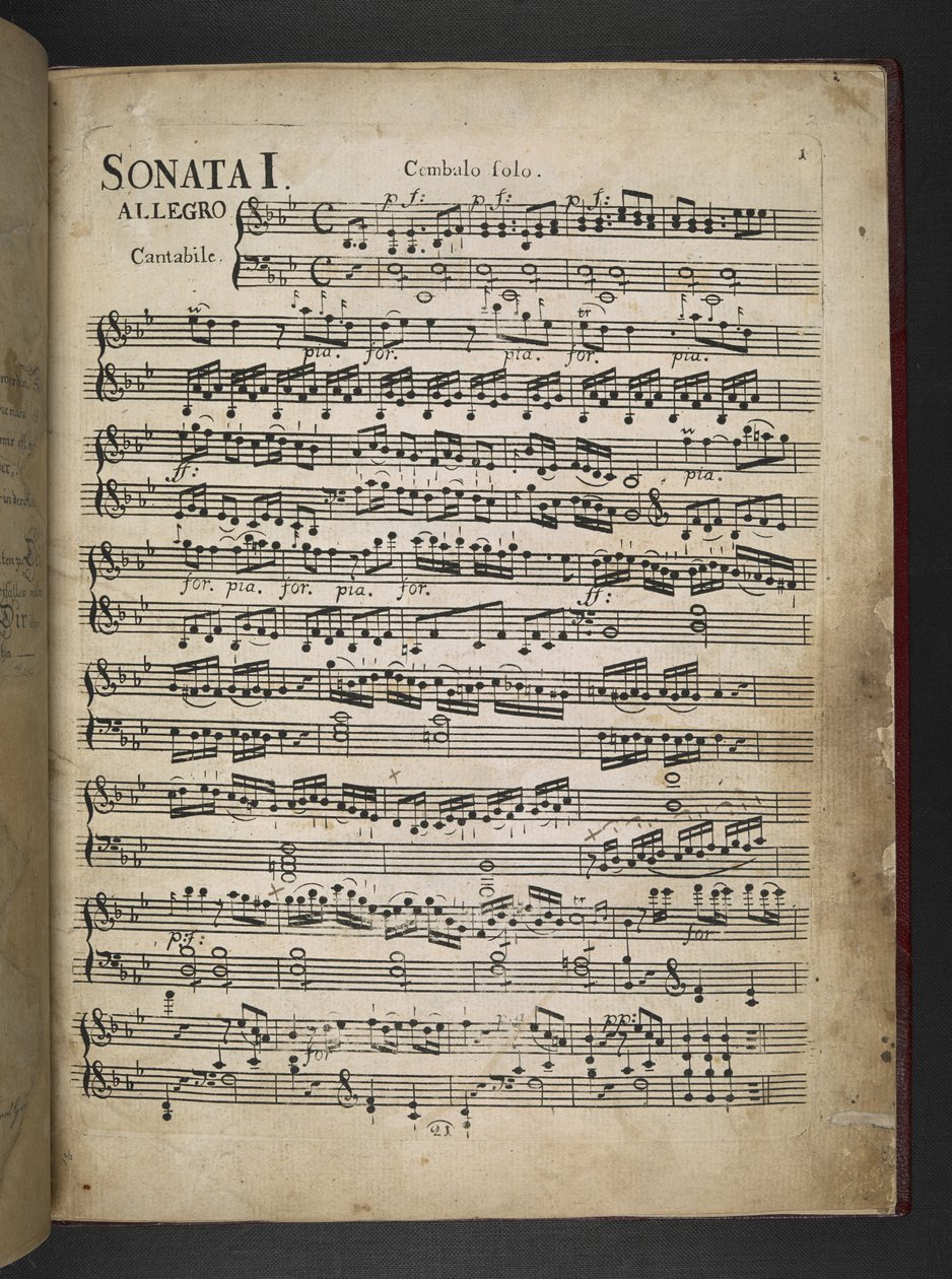 Add MS 41631 f.2r Copie de Beethoven de ses trois premières sonates pour piano en Mib, Fa mineur et Ré - Unbekannter Künstler