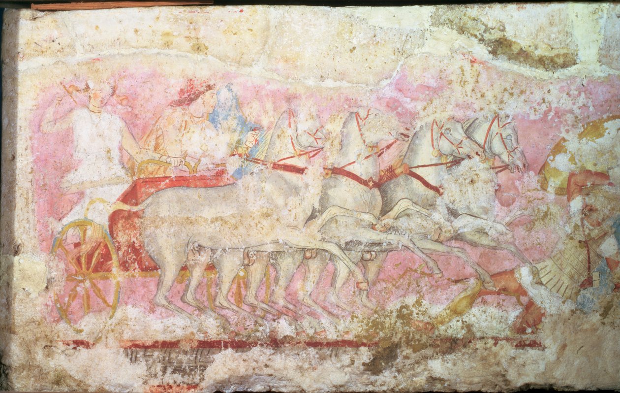 Amazones conduisant un char, détail du côté du sarcophage des Amazones, Tarquinia, 4e siècle av. J.-C. (détail) - Unbekannt