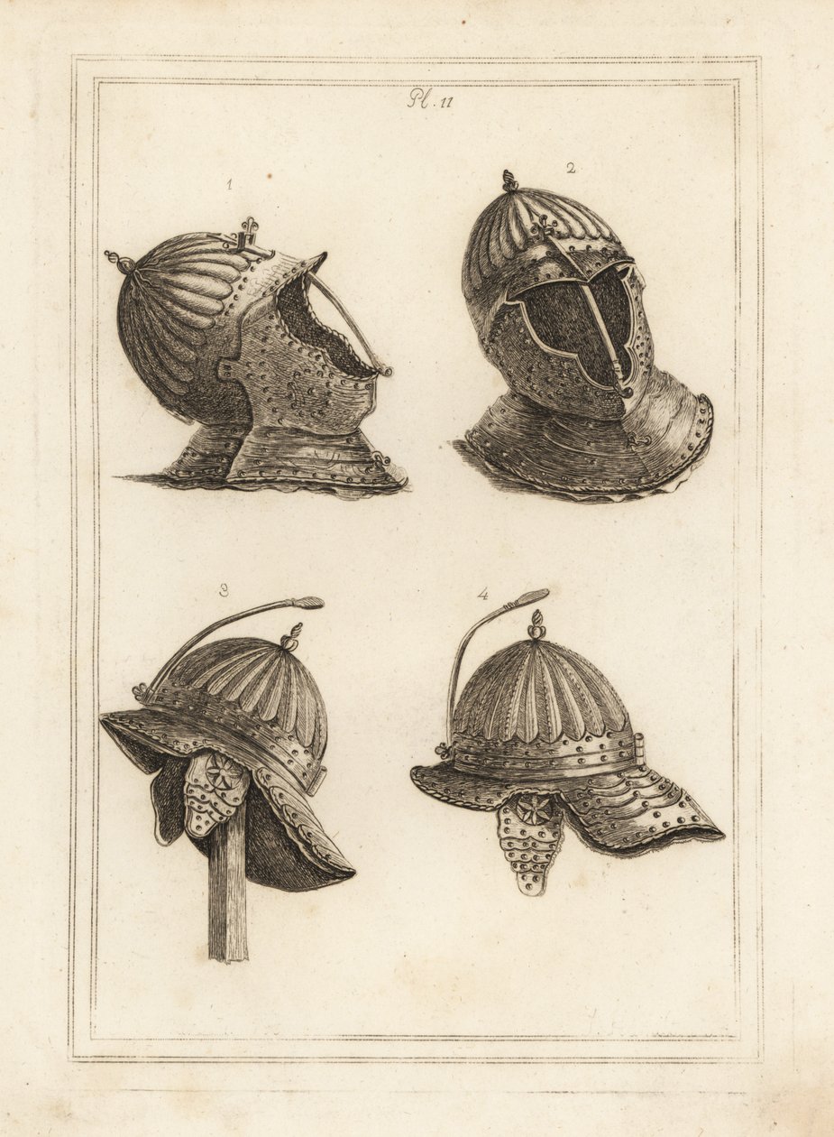 Casque de bar 1,2, et casque du duc de Monmouth avec un ressort pour soutenir un panache - Unbekannt