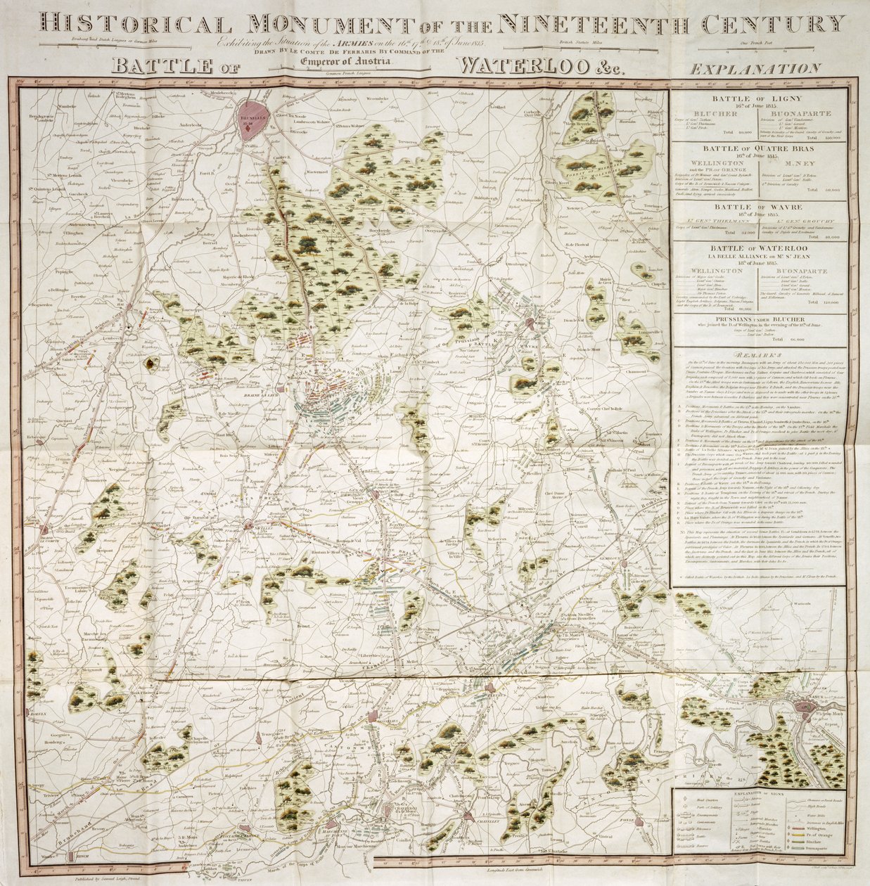 Carte de la bataille de Waterloo - Unbekannter Künstler