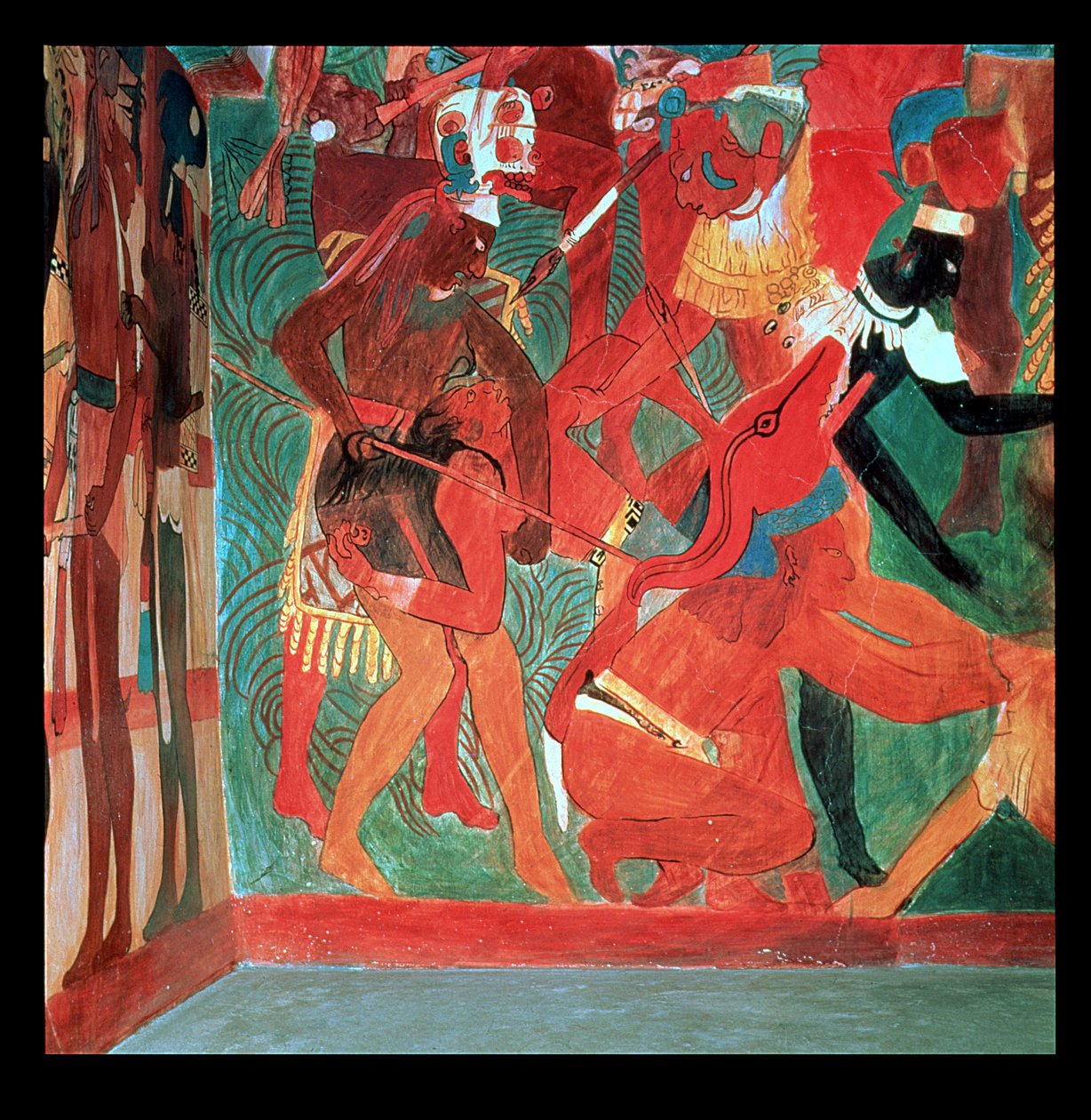 Scène de bataille représentée dans la salle 2 du Temple Peint à Bonampak, Maya, Période Classique Tardive, c.800 - Unbekannter Künstler