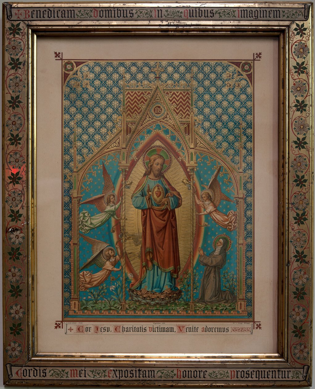 Bevere. Église paroissiale (Sint-Pietersbanden). Intérieur. Impression en couleur de dévotion. École S Lucas Gent, Propriété 1875, W Z Dreyt Brugge. Néo-gothique. - Unbekannt