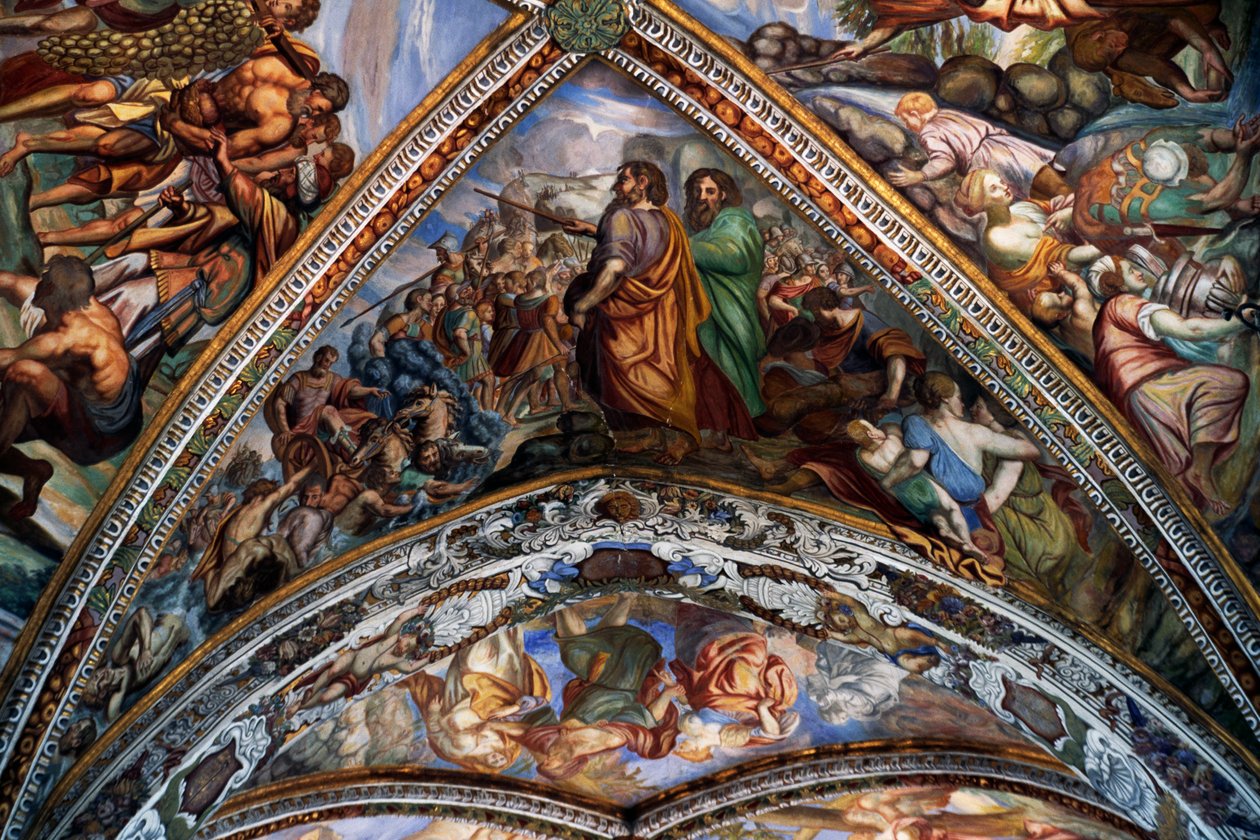Scènes bibliques, fresques (18ème siècle) de la voûte de la cathédrale Saint-Barthélemy, Lipari, Îles Éoliennes (Liste du patrimoine mondial de l