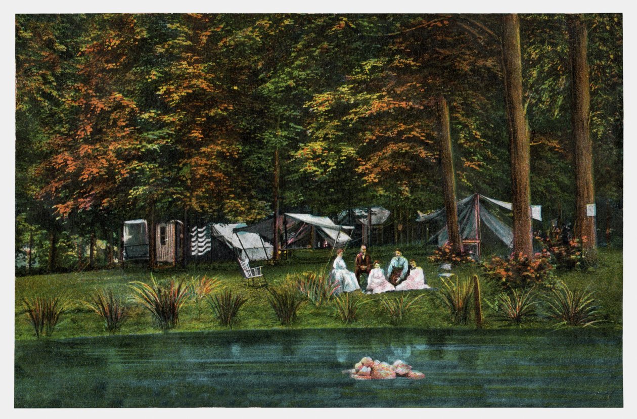 Camping aux États-Unis, vers 1910 (impression) - Unbekannter Künstler