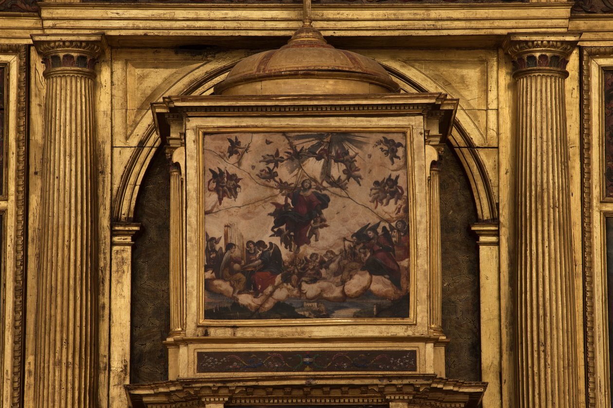 Église collégiale. Intérieur. Le maître-autel. (détail) Centre. Peinture. Huile sur agate. 1624. - Unbekannt