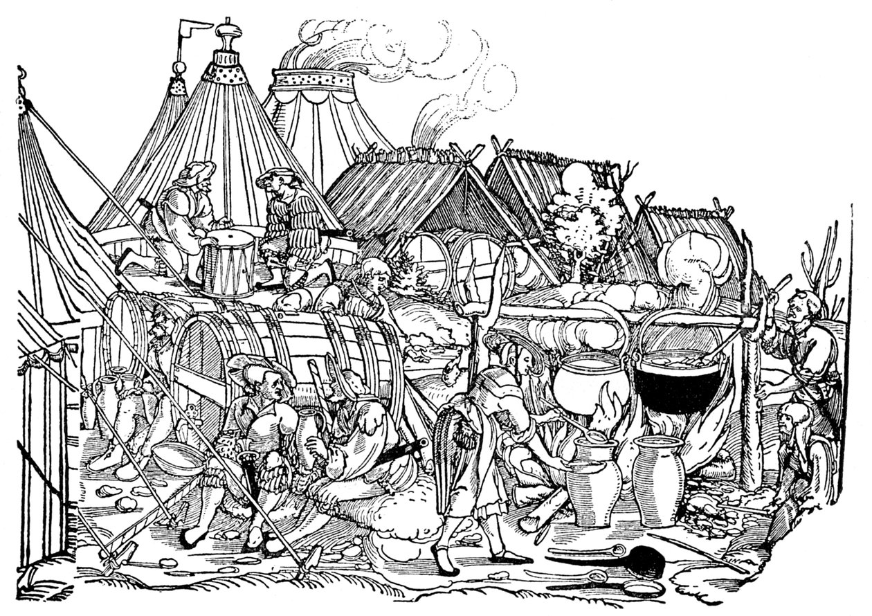 Cuisine et boisson dans un camp de mercenaires allemands - Unbekannter Künstler