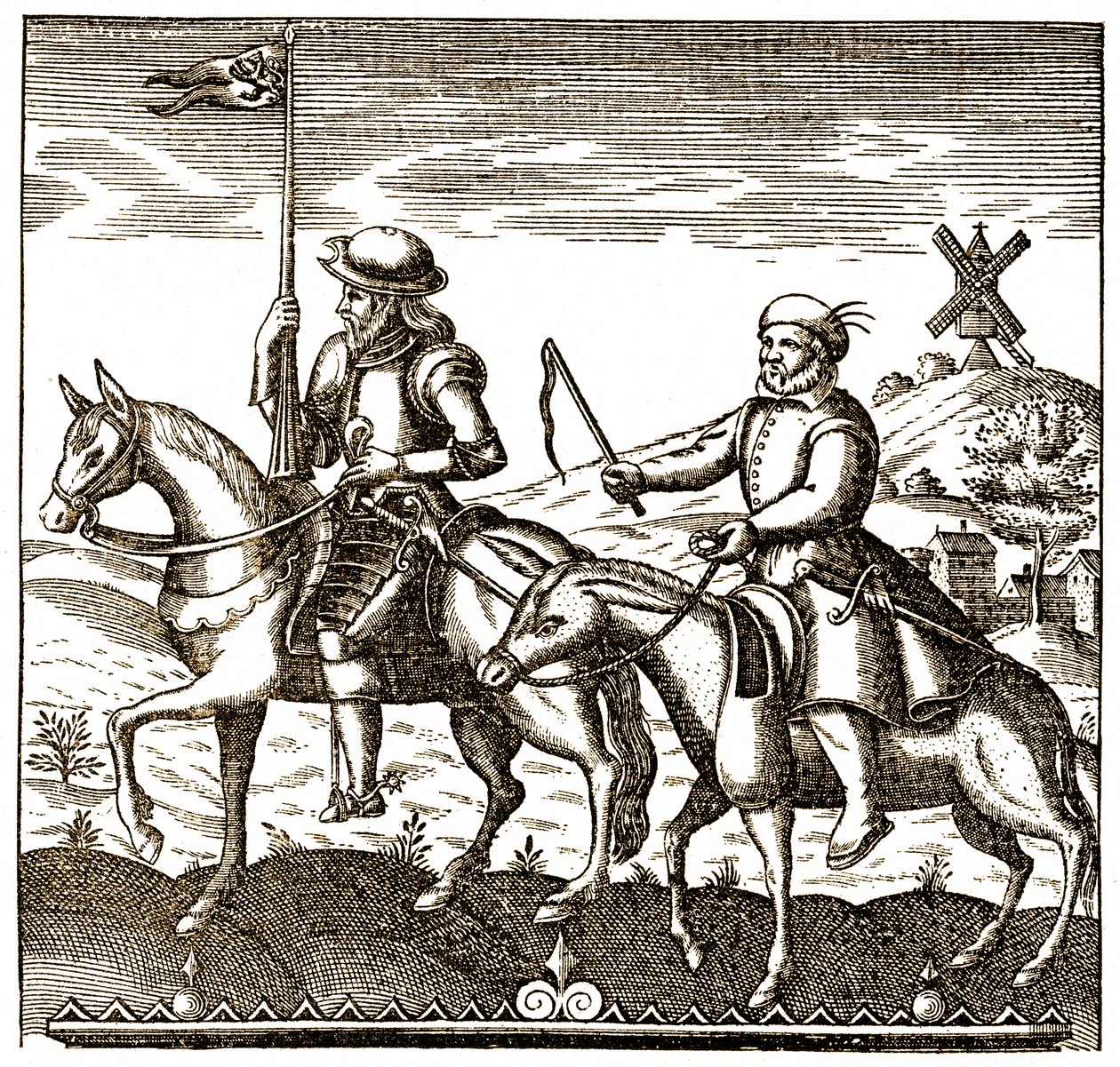 Don Quichotte et Sancho Panza - Unbekannter Künstler