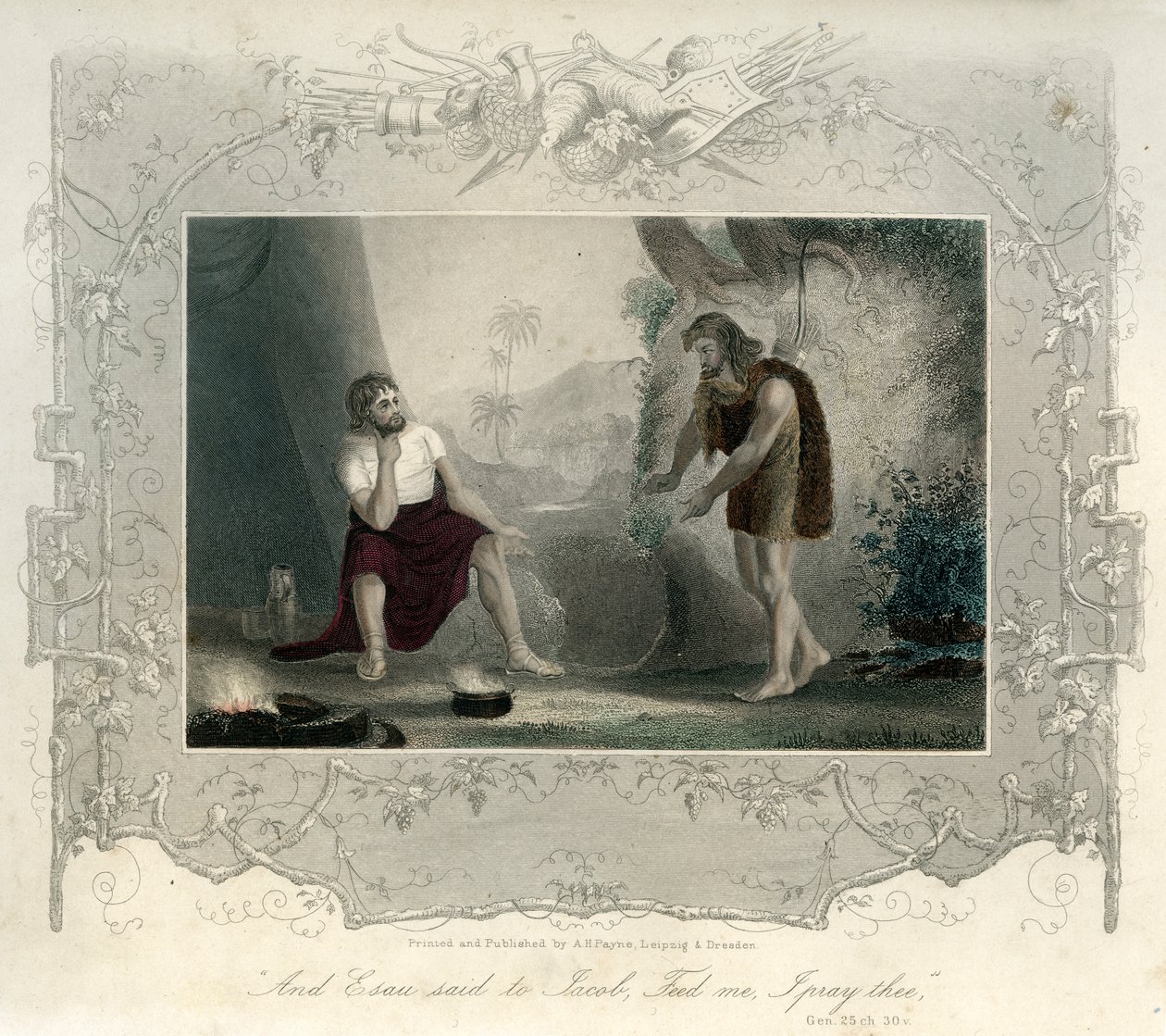 Ésaü supplie Jacob pour de la nourriture - Bible - Unbekannter Künstler