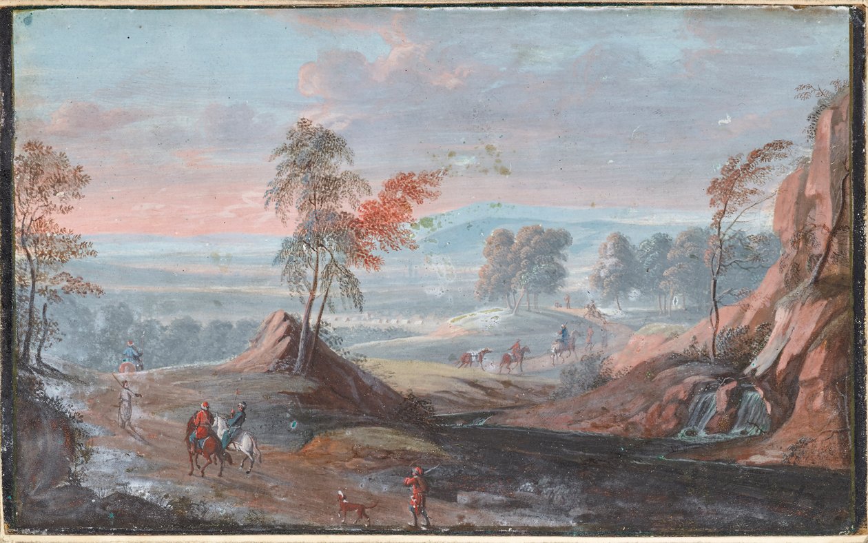 Paysage rocheux avec Turcs à cheval et à pied - Unbekannter Künstler