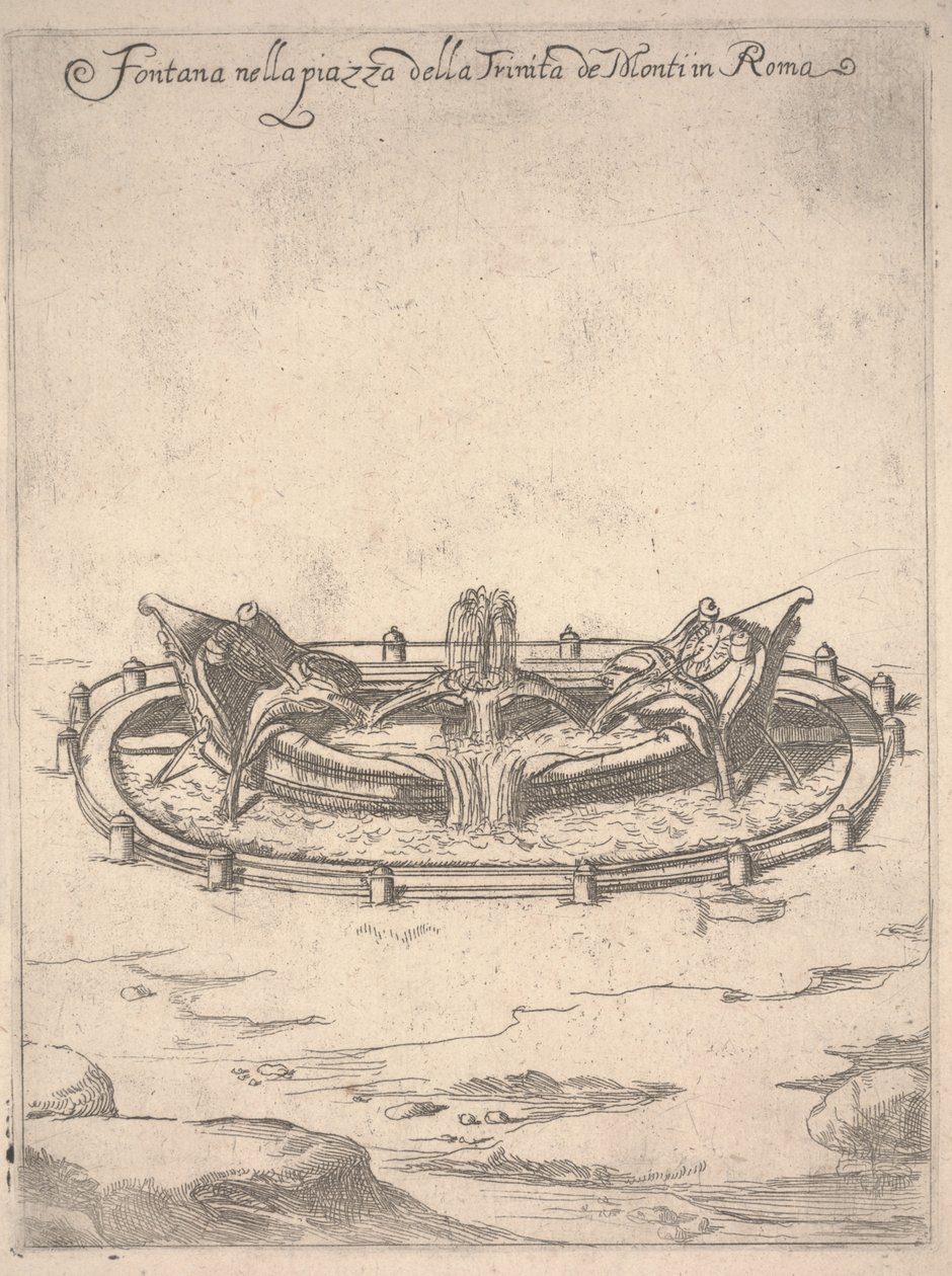 Fontaine dans la place de la Trinité des Monts à Rome, c.1650 - Unbekannter Künstler