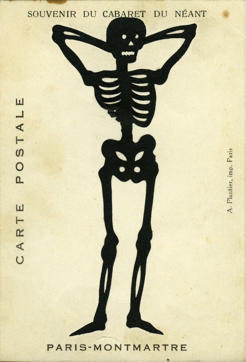 France, Île-de-France, Paris (75) : Publicité du cabaret du Néant de Montmartre représentant un squelette découpé - Unbekannter Künstler
