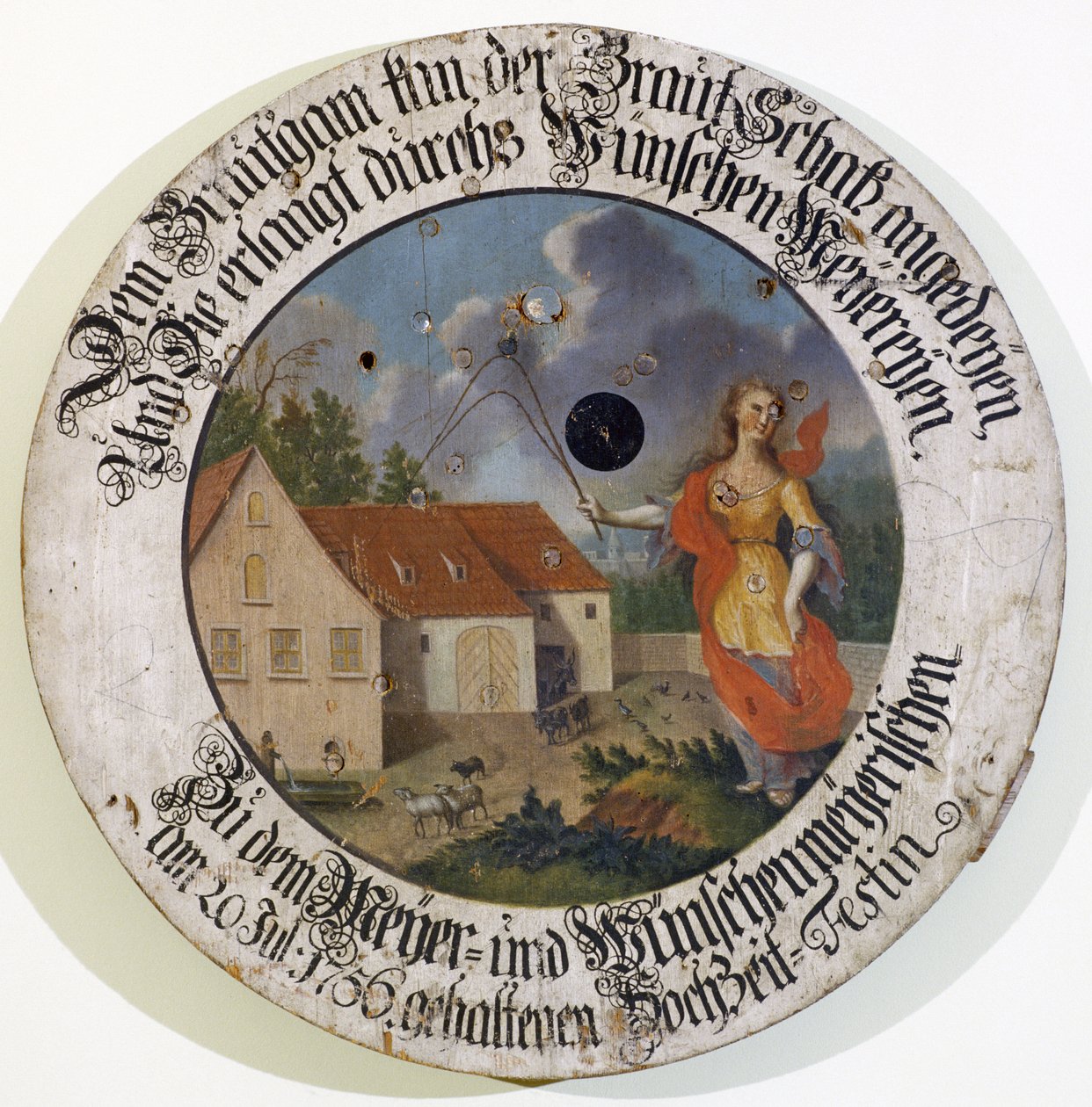 Musée franconien Feuchtwangen Moyenne Franconie Bavière Allemagne collection de cibles de tireurs cible de mariage de 1756 avec la déesse Fortune - Unbekannt