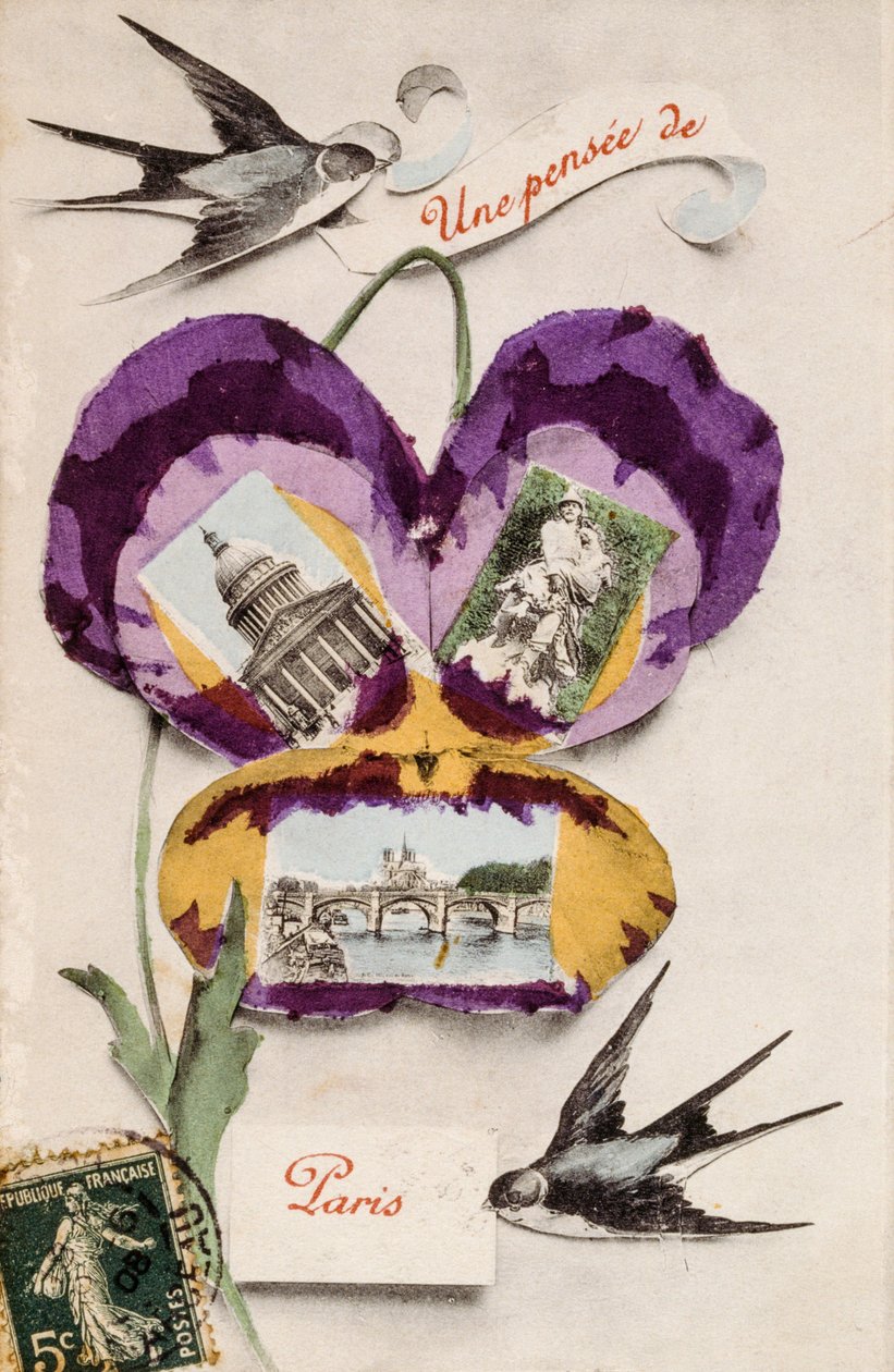 Carte de vœux française avec des éléments floraux - Unbekannter Künstler