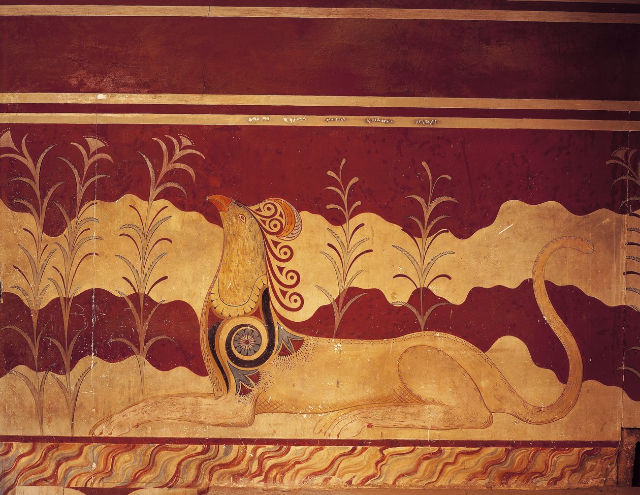 Fresque sur un mur, Salle du Trône, Palais de Minos, Knossos, Crète, Grèce - Benjamin Baud