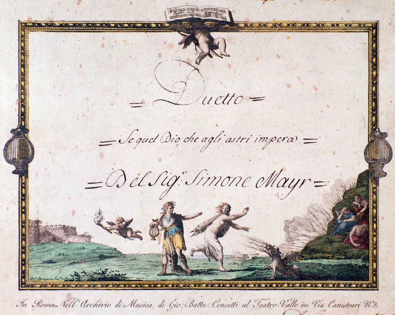 Frontispice du duetto Se quel dio che agli astri impera de Giovanni Simone Mayr. - Unbekannter Künstler