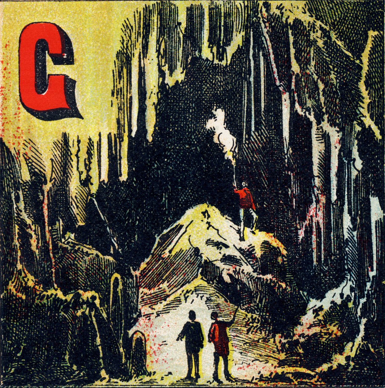 G : Grotte. Espèce de caverne naturelle - Gravure extraite de Alphabet géographique. Guérin-Muller et Cie, éditeurs, Paris - Unbekannt