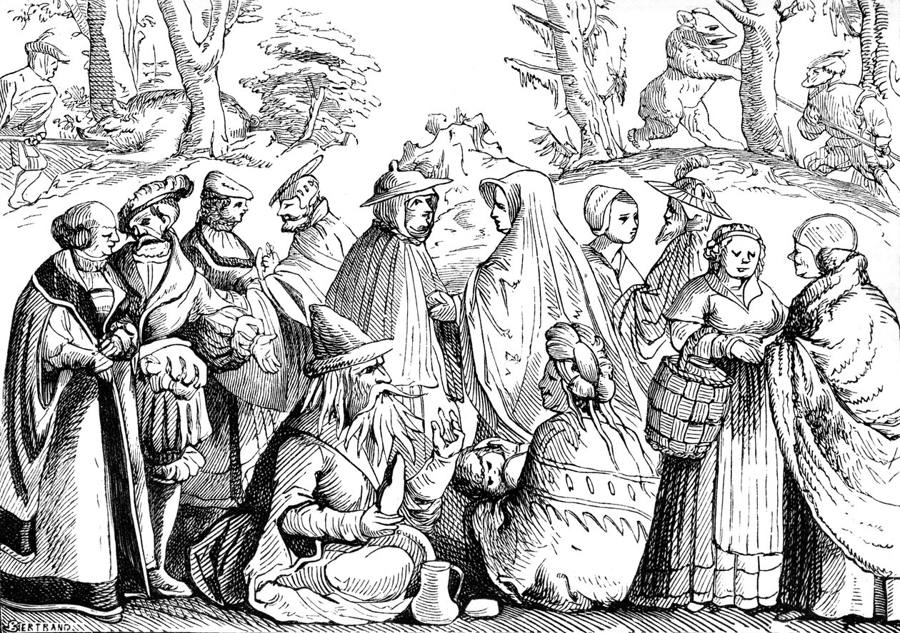 Gitans - hommes et femmes gitans lisant la bonne aventure - Unbekannter Künstler