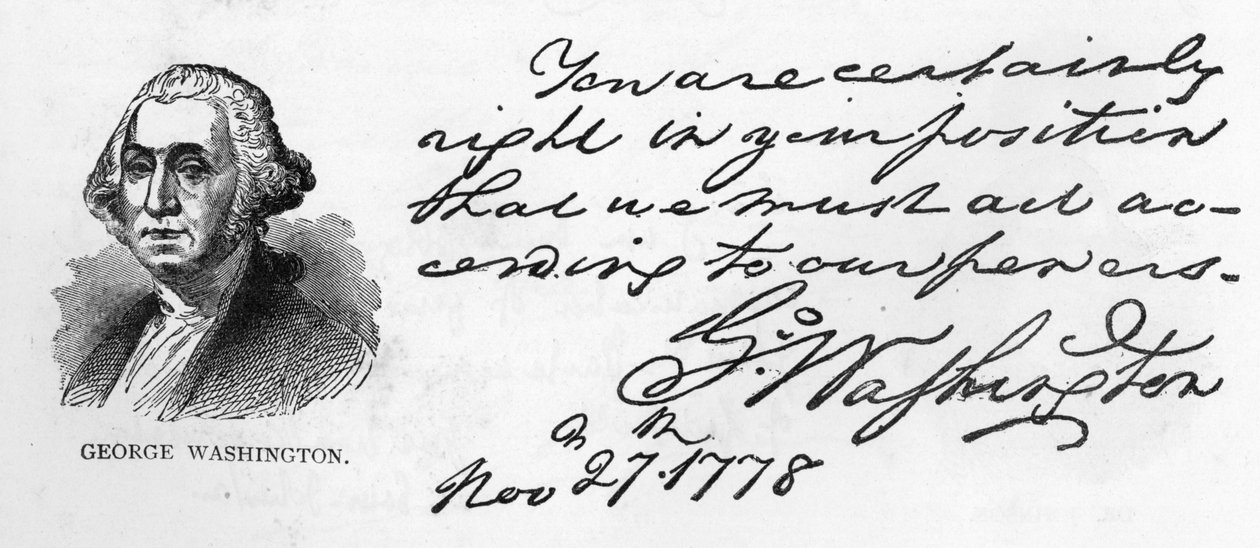 Écriture et signature de George Washington, de la lettre concernant les plans de l