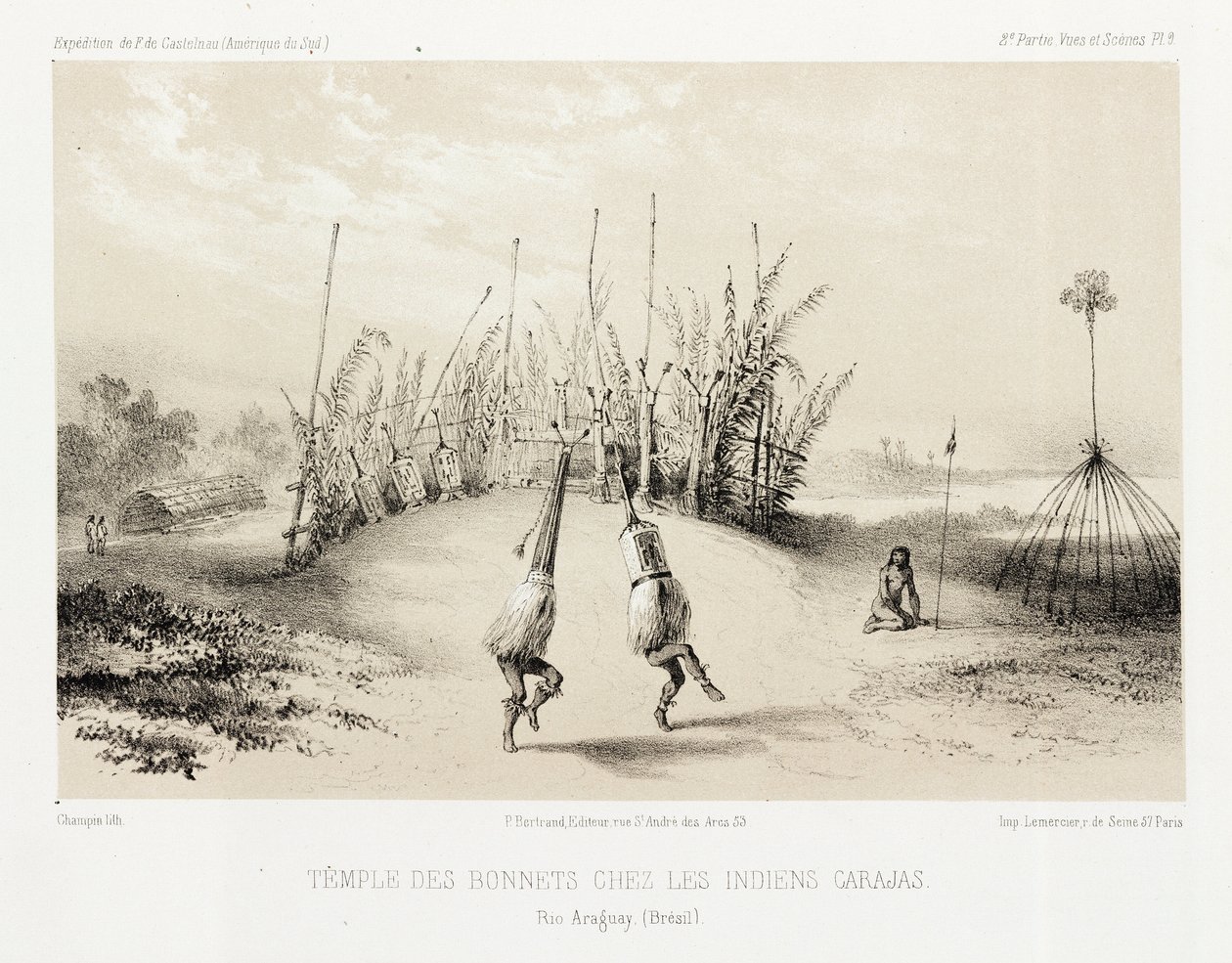 Coiffure du temple des Indiens Carajas, Brésil, vers 1843-1847 - Unbekannt