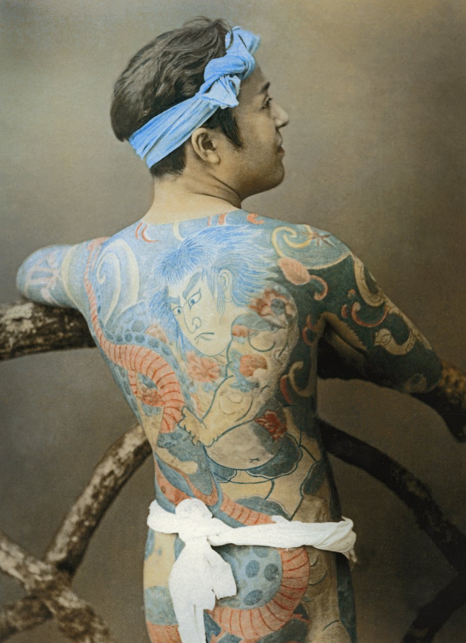 Homme japonais avec tatouages, vers 1910 - Unbekannter Künstler