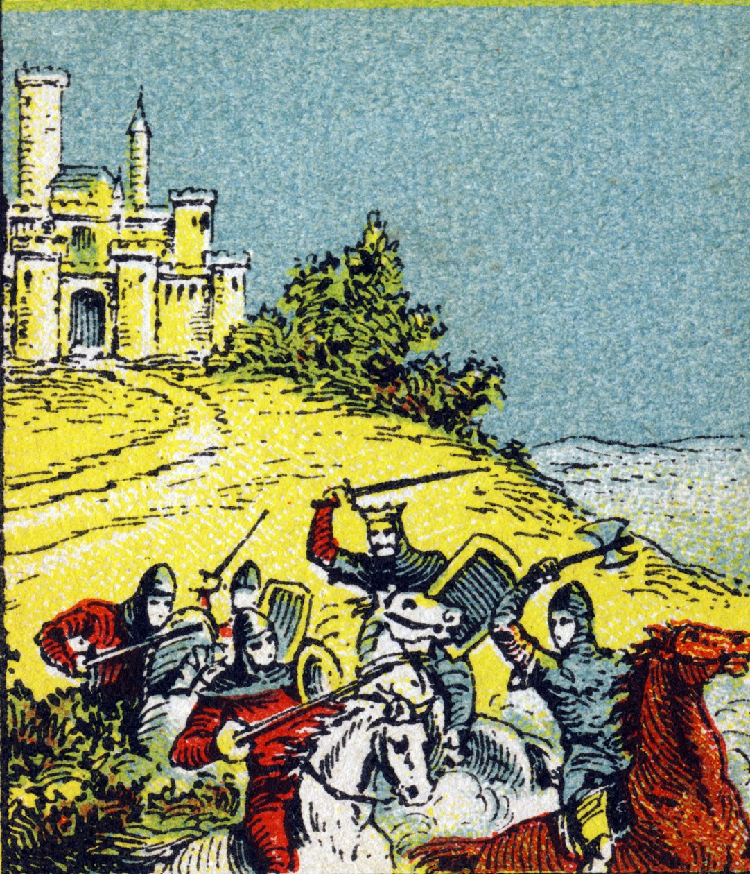 Le roi Louis VI Le Gros a combattu contre le brigandage des seigneurs du royaume. Gravure dans "Histoire de France". Série d