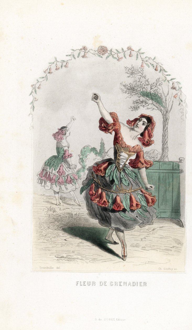 La fée de la fleur de grenade danse - Eau-forte par Charles Geoffroy (1819-1882), d