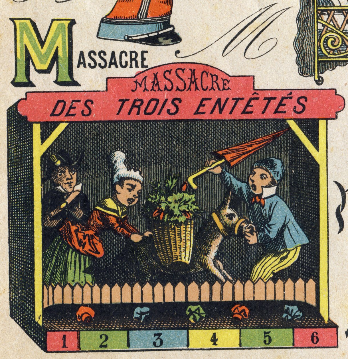 Lettre M. Gravure dans « ABC Toys ». Imagerie d