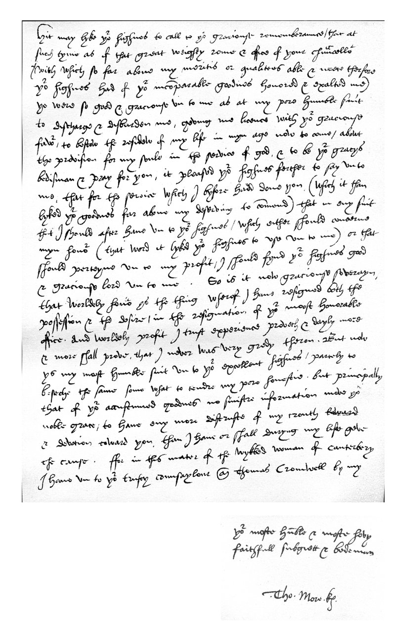 Lettre de Thomas More au roi Henri VIII, écrite à son domicile à Chelsea, 5 mars - Unbekannt
