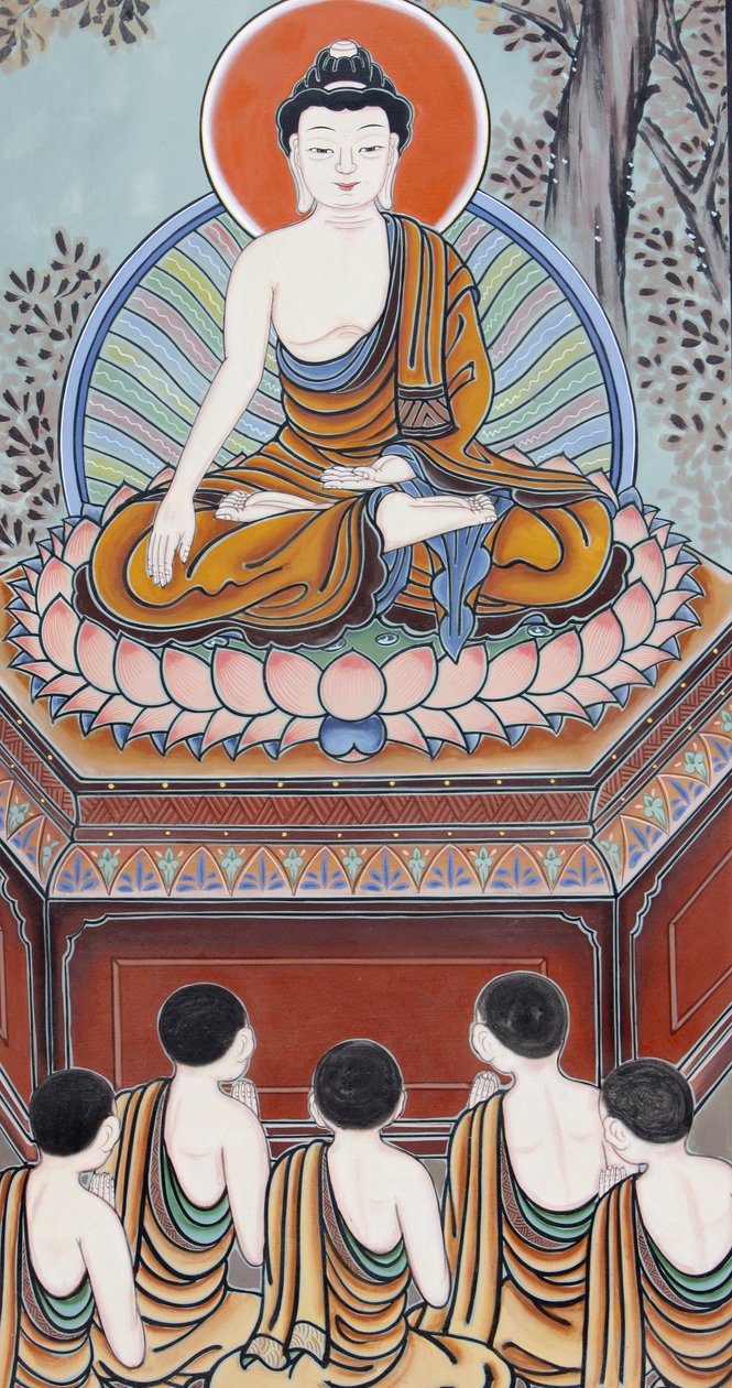 Vie du Bouddha : En tant que Bouddha, un éveillé, il est revenu pour enseigner à ses cinq compagnons de pratique la Noble Vérité de l